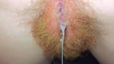 Hairy redhead pussy creampie