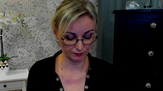 German amateur blonde MILF LUXvanessa with glasses on webcam