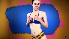 Cute amateur brunette naughty in solo jerking show on camera
