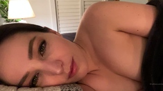 Cute amateur brunette naughty in solo jerking show on camera