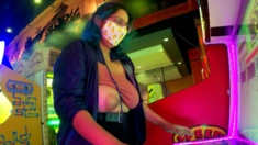 Big boobed Memphis masturbates in a bodystocking