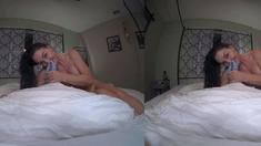 Pink labia close up of naive brunette