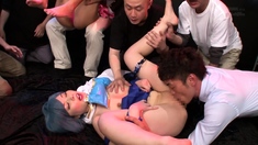 Tokyo hot Japanese group sex creampie