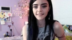 Cute curly brunette solo webcam masturbation