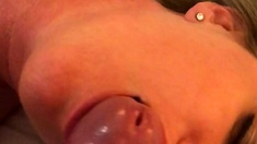 Busty blond with a perfect body takes on two big cocks