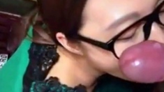 Nerdy Asian Amateur Swallows First Load