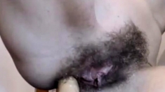 Girl play with hairy holes