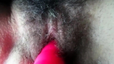 My hairy wife with a vibrator