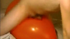 Big Inflatable Orange Balloon Humping Cum